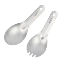 Tiartisan 軽量チタン製アウトドアフォーク＆スプーン【キャンプ・ピクニック・家庭用】