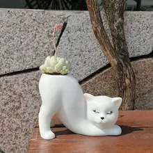 クリエイティブかわいい猫の尻尾柱 植木鉢 漫画 花瓶