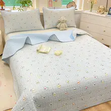 両面使用可能なダブルレイヤー綿入りベッドカバー【滑り止め・家庭用・学生用】（セットアップ対応）