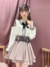 レースウエストのフレアスカート【二重折りデザイン・スタイルアップ効果】
