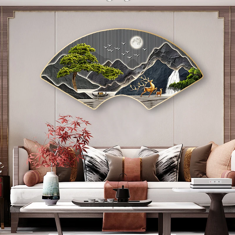 風景画 インテリア：新中式風景壁画の空間融合とデザイン特性