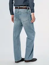 シンプルデザインのストレートデニムパンツ【メンズ・四季用】