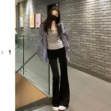 高身長向けヴィンテージ風フレアパンツ【極上の柔らかさ・フィット感・ヨガ用】（セットアップ対応）