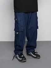 カジュアルな多ポケットデザインのデニムパンツ【ルーズフィット・ 束脚・ハイストリートスタイル】（セットアップ対応）