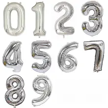 銀色数字のアルミ製バルーン【誕生日パーティー・ロマンチックな演出に最適・バルーン装飾】
