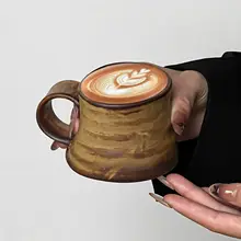 マグカップ 粗陶 窯変釉 ヴィンテージ 変形 コーヒー ラテ 朝食 おしゃれ