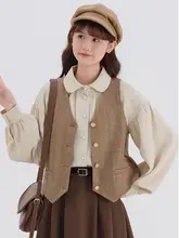フリル襟デザインの甘い長袖シャツ【春用・女性・エレガントスタイル】