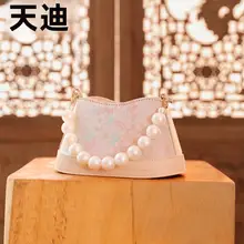 新中華風レトロデザインのハンドバッグ【ビーズチェーン・ショルダー兼用】