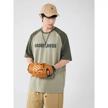 BOLM メンズ夏用プリントTシャツ【ルーズフィット・クルーネック・五分袖】