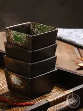 日式陶器製の小皿【四角形・調味用・おやつ用】