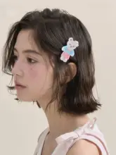 春のピクニック小熊のリボンデザインアクリルヘアクリップ【かわいらしいハーフアップ用】