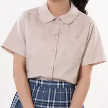 ツインレイヤーの甘いラウンドカラー半袖ブラウス【JK制服・学院風・スタイリング自由】