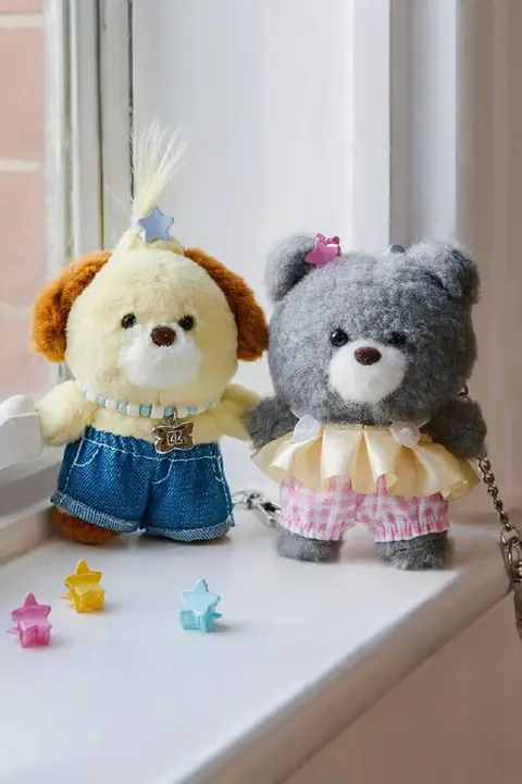 かわいい犬とクマのぬいぐるみモチーフのハンギングアクセサリー