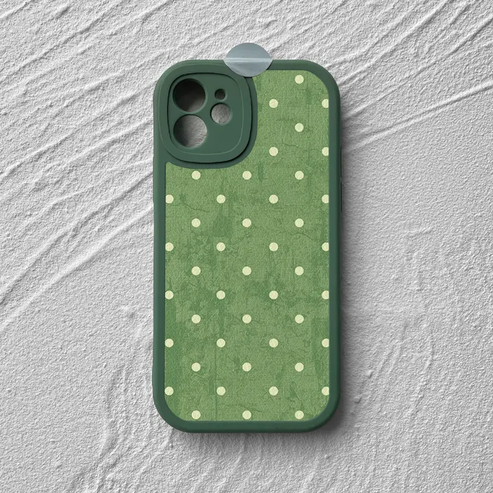 グリーンドットのシンプルなスマホケース【iPhone・Xiaomi・Huawei対応・防摔デザイン】
