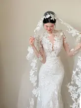 法式レース軽婚礼服【エレガントな魚尾デザイン・高級感・新郎新婦用】