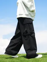 春秋用カーキ色ワイドストレートパンツ【極上の柔らかさ・ユース向け・カジュアルスタ  イル】（セットアップ対応）