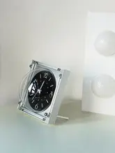 モダンデザインの静音ブラックインテリアクロック【リビング用・テーブル装飾】