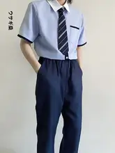 高校生向け夏用半袖シャツ【高級感・衿付き・ネクタイ・パンツ付き】（セットアップ対応）