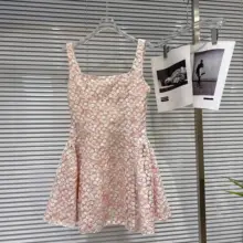 甘美なデザインのカラフルな花柄刺繍プリンセスドレス【夏用】