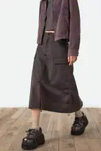 octopusme ホワイトドローストリングロングスカート【スリット入り・アメリカンレトロ・Aライン】