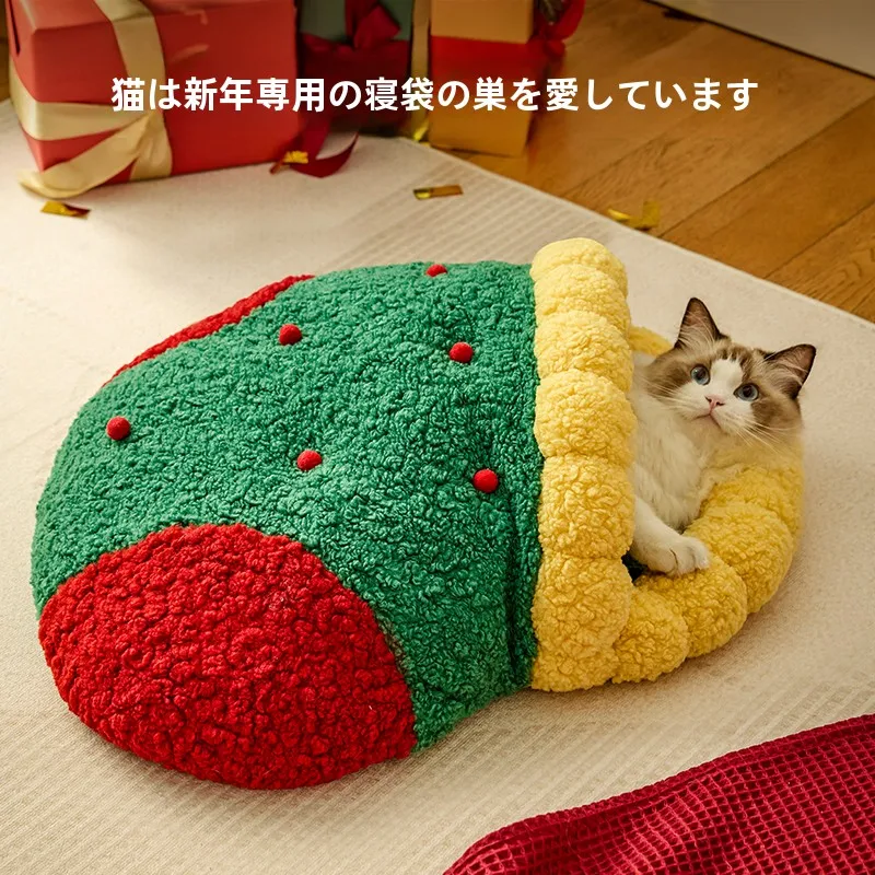 冬用保温ハーフクローズド猫ハウス：一人暮らしで寒さ対策に最適なトンネル式デザイン