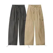 XinmonLee レディース カーキ色ワイドレッグパンツ【春秋用・高腰・ゆったり・】