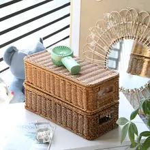 卓上収納ボックス【フェイクラタン・鍵や小物入れ・ギフト用・編み込みデザイン】