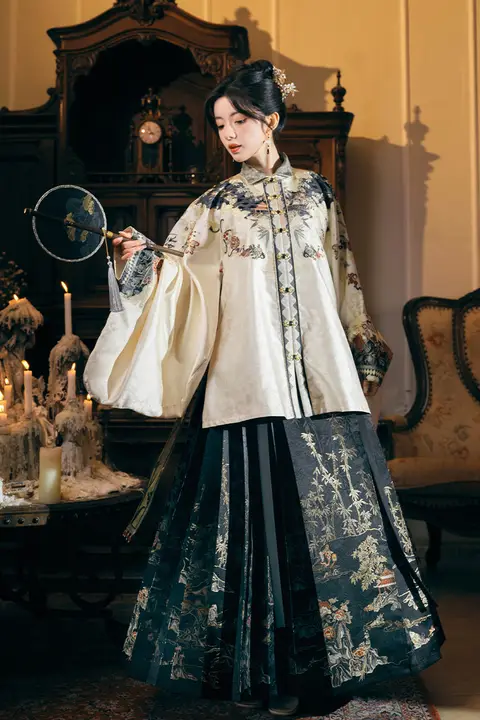 立襟刺繍入りジャケットとマ面スカート【明制漢服スタイル・デザイン性豊か】