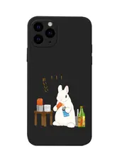 可愛いウサギとハンバーガーのイラスト入りスマホケース【iPhone用・透明・衝撃吸収・カートーンデザイン】