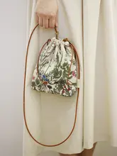 オリジナルデザインのコットン製植物プリント収納バッグ【斜め掛け・コンパクト・化粧ポーチ】