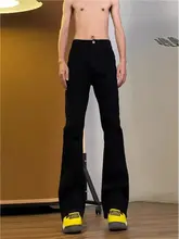 アメリカンスタイルのメンズデニムパンツ【スリムフィット・ハイストリート・微フレア・シンプルデザイン】