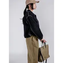 ヴィンテージ風ゆったりショートデニムジャケット【カジュアル・女性用・小柄対応】