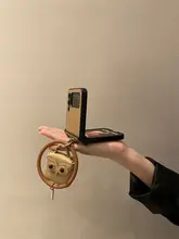 フクロウデザインのイヤフォンケース【高級レザー・Galaxy Z Flip対応・折りたたみ式】