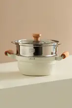 多機能電磁調理対応鍋【泡面用・一人用・ノンスティック・煮込み・蒸し調理】