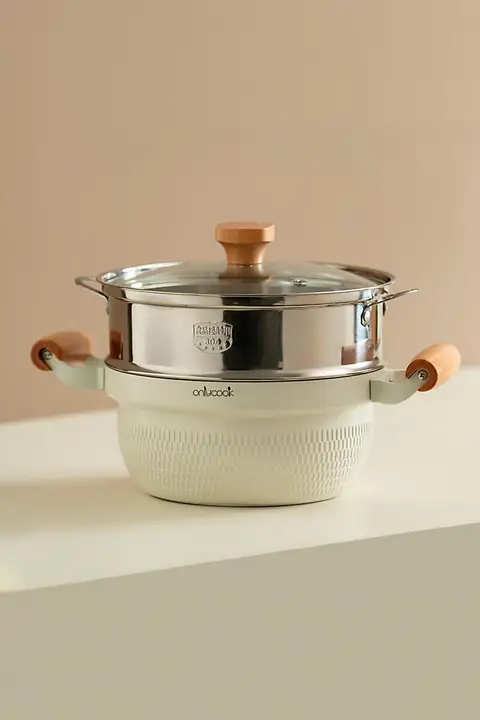 多機能電磁調理対応鍋【泡面用・一人用・ノンスティック・煮込み・蒸し調理】