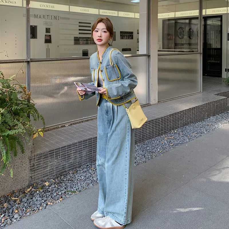 撞色パイピングのヴィンテージデニムガウチョパンツ：春秋用ゆったりスタイルの実用性とサイズガイド