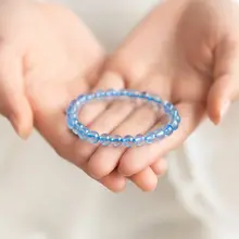 水分補給ブレスレット【天然アイスブルーアクアマリン・ラピスラズリ・水晶】