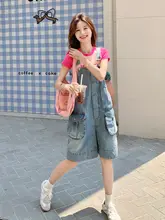 デニムワイドレッグサロペット【夏用・ファッション・レトロスタイル】（セットアップ対応）