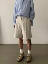 夏用アメリカンレトロスタイルのダブルプリーツショートパンツ【男女兼用・フィット・カジュアル】