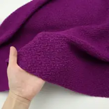 高含毛のローズパープル立体デザインニットウール生地のケープコート用DIY素材