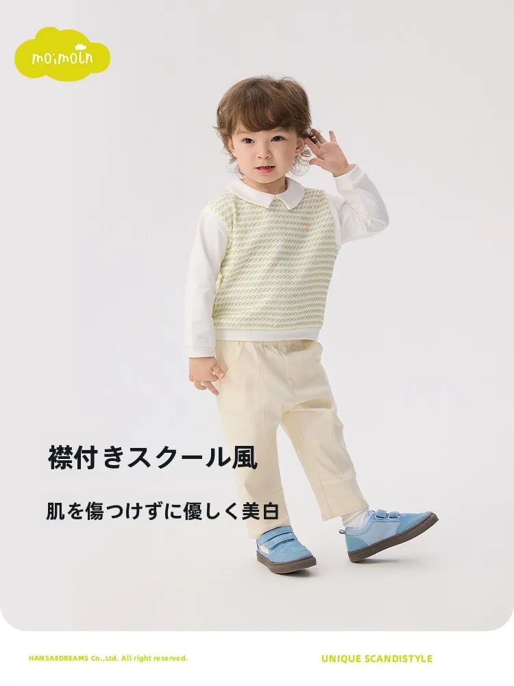 男の子用長袖Tシャツ：春に最適な重ね着風ポロ襟デザインの実用性と機能性
