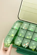 ポータブル薬箱【一日三食分の薬収納・週ごと・持ち運び便利】