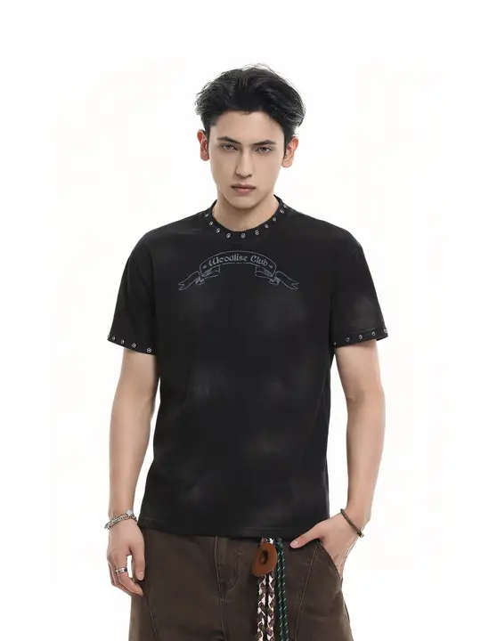 半袖Tシャツ ユニセックス ストリート タイダイ スタッド ボックスシルエット ヴィンテージウォッシュ 夏 「ACRARDIC」