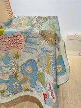 秋冬用 スカーフ【仮シルク・花模様・保温・手縫いのロールエッジ】