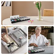 大容量一週間分薬の分配ボックス【持ち運び便利・高齢者向け・朝晩用】