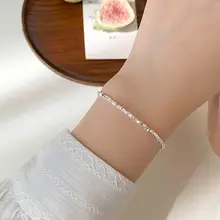 925純銀製 フラットチェーンブレスレット【学生向け・個性的なデザイン・夏用】