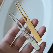 秋季デザインのハンマーテクスチャー ケーキフォーク【ステンレス製・スイーツ・コーヒースプーン・月餅ナイフフォーク】