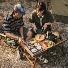 Naturehike アウトドア用折りたたみテーブル【高級木製・BBQ・ピクニック用・携帯便利】