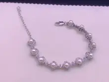 DIYパールアクセサリー用ビジュー付きフラワーパールブレスレット（セットアップ対応）