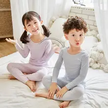 子供用秋冬長袖インナー薄手モダール上下セット（セットアップ対応）